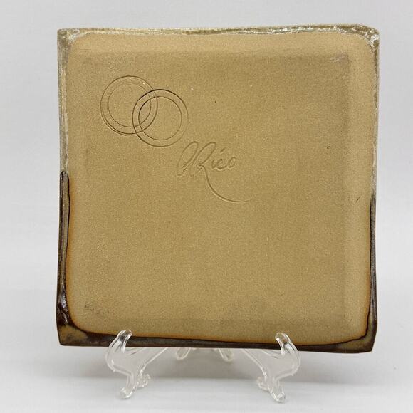 Handmade Artist Signed Art Pottery Square Plate Dish Tan Brown 7.5" Rico - Picture 5 of 7